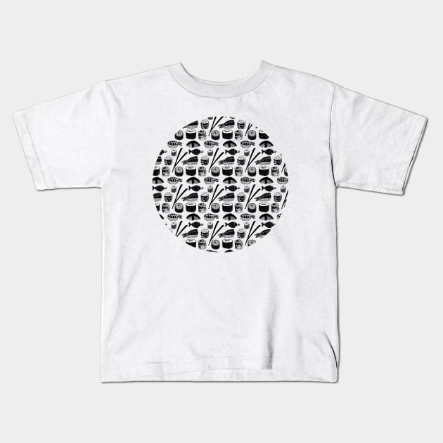 Sushi Pattern Kids T-Shirt by louweasely